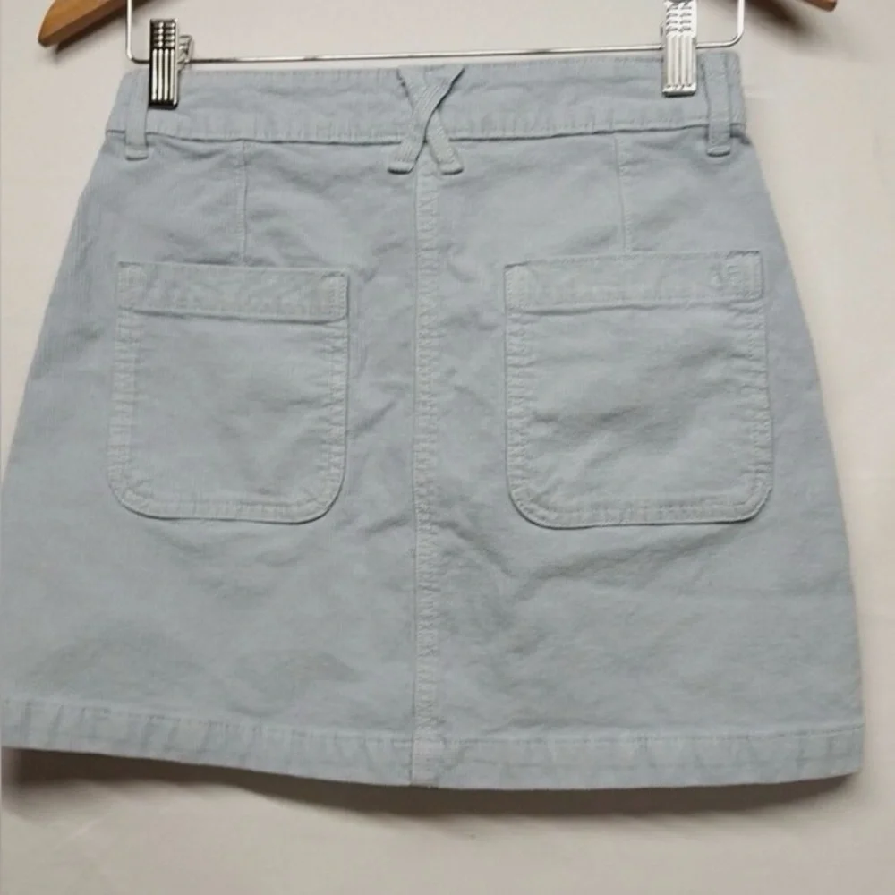 American Eagle Skirt Women 2 Blue Corduroy Super Hi Rise A Line Super Stretch - Picture 2 of 5